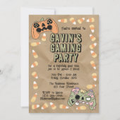キッズハロウィン不気味ゲーマーバースデーパーティー 招待状 (正面)