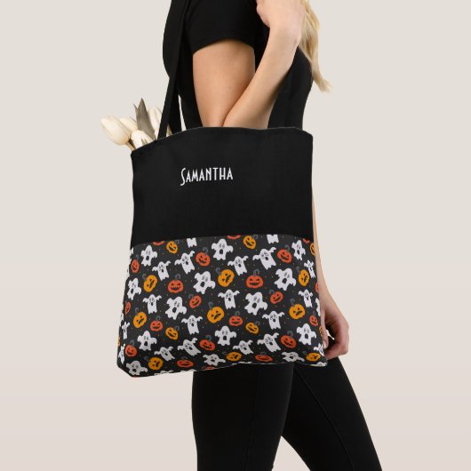 キッズハロウィン不気味幽霊たち&ジャックランタン名 トートバッグ (クローズアップ)