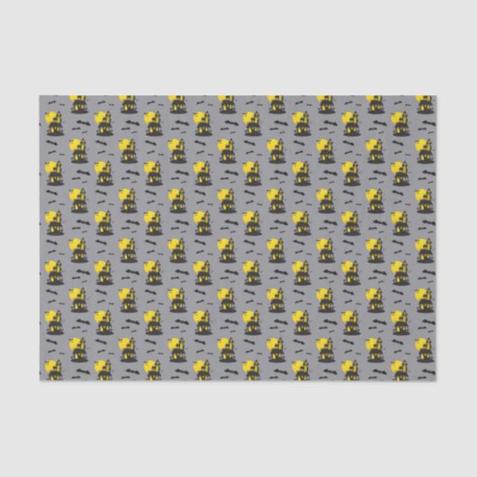 キッズハロウィン幽霊のよく出るハウスグレイ飛んでいるこうもり 薄葉紙 (正面)