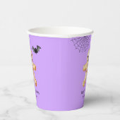 キッズハロウィーンかわいいジンジャーブレッドスケルトンパープル 紙コップ (右)