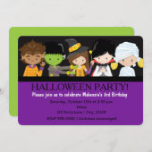 キッズハロウィーンの衣装の誕生日パーティーの招待状 招待状 (正面/裏面)