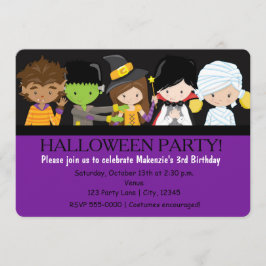 キッズハロウィーンの衣装の誕生日パーティーの招待状 招待状