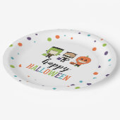 キッズハロウィーンの衣装カラフルパーティー ペーパープレート (アングル)