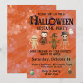 キッズハロウィーンの衣装パーティー 招待状 (正面/裏面)