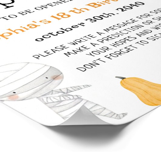 キッズハロウィーンの衣装誕生日時間カプセルのサイン ポスター (角)