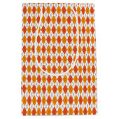 キッズハロウィーンアーガイルオレンジホワイトブラック ミディアムペーパーバッグ (正面)