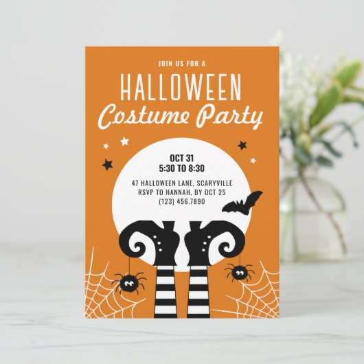 キッズハロウィーンウィッチ足衣装パーティの招待状 招待状 (スタンド正面)