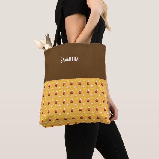 キッズハロウィーンオレンジキャンディーコーン星名 トートバッグ (クローズアップ)