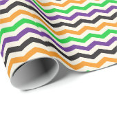 キッズハロウィーンシェブロングリーンパープルブラックオレンジ ラッピングペーパー (ロールコーナー)