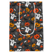 キッズハロウィーンスパイダーウェブ幽霊たちカップケーキカボンプキン ミディアムペーパーバッグ (裏面)