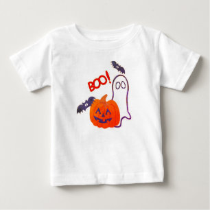 キッズハロウィーンティー、キッズコスチューム・ブー ベビーTシャツ