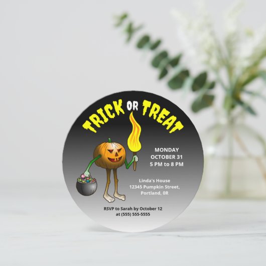 キッズハロウィーントリックまたはトリートパーティの招待状 招待状 (スタンド正面)