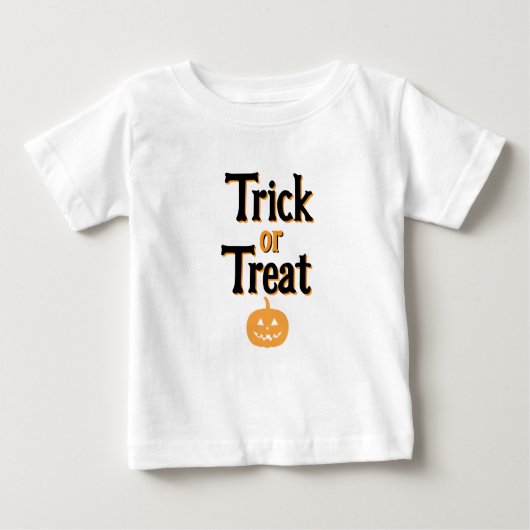 キッズハロウィーントリックまたはトリートTシャツ白 ベビーTシャツ (正面)