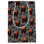 キッズハロウィーンナイト不気味キャッスルこうもり ミディアムペーパーバッグ (正面)