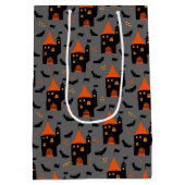 キッズハロウィーンナイト不気味キャッスルこうもり ミディアムペーパーバッグ (裏面)