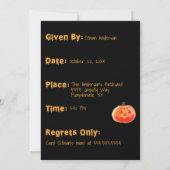 キッズハロウィーンパンプキンカービングパーティの招待状 招待状 (裏面)