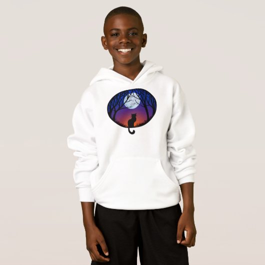 キッズハロウィーンフード付きスウェットシャツファットキャットキッズスウェットシャツ (正面フル)