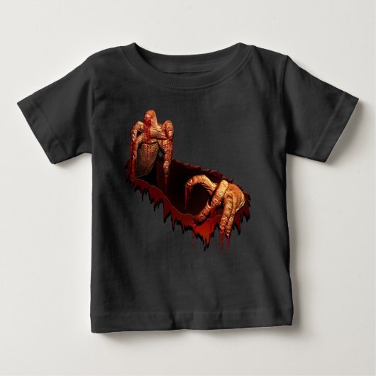 キッズハロウィーンフード付きスウェットシャツ衣装ゾンビスウェットシャツ ベビーTシャツ (正面)