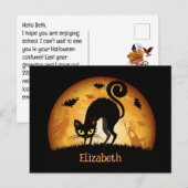 キッズハロウィーンブラックキャットカスタムメッセージ シーズンポストカード (正面/裏面)