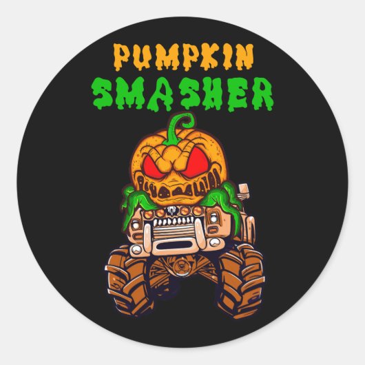 キッズハロウィーンモンスタートラックカボチャSmasher Jack ラウンドシール (正面)