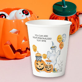 キッズハロウィーン幽霊とハロウィーンのカボチャのちょうちんカボチャ 紙コップ