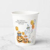 キッズハロウィーン幽霊とハロウィーンのカボチャのちょうちんカボチャ 紙コップ (裏面)
