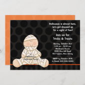 キッズハロウィーン衣装パーティの招待状かわいいミイラ 招待状 (正面/裏面)