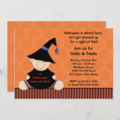 キッズハロウィーン衣装パーティの招待状可愛い魔女 招待状 (正面/裏面)