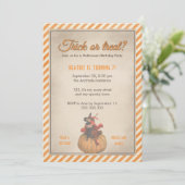 キッズハロウィーン誕生パーティーヴィンタグウィッチカボチャ 招待状 (スタンド正面)