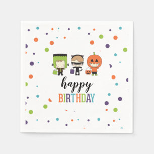 キッズハロウィーン誕生日パカラフルーティ スタンダードカクテルナプキン