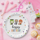 キッズハロウィーン誕生日パカラフルーティ ペーパープレート (パーティー)