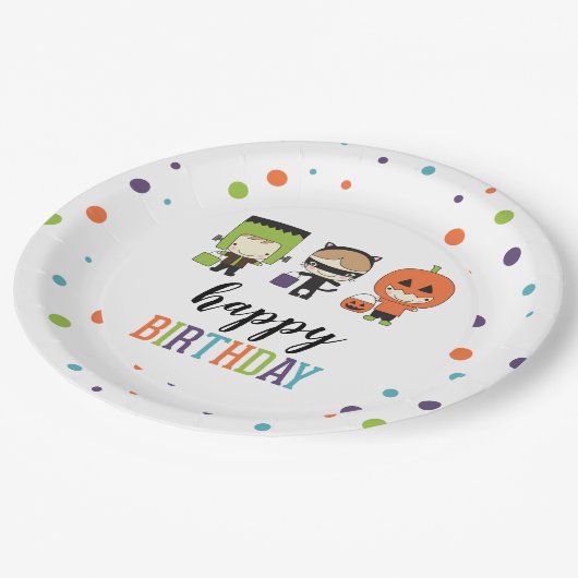 キッズハロウィーン誕生日パカラフルーティ ペーパープレート (アングル)