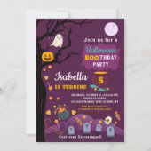 キッズハロウィーン誕生日パーティパープルブラック 招待状 (正面)