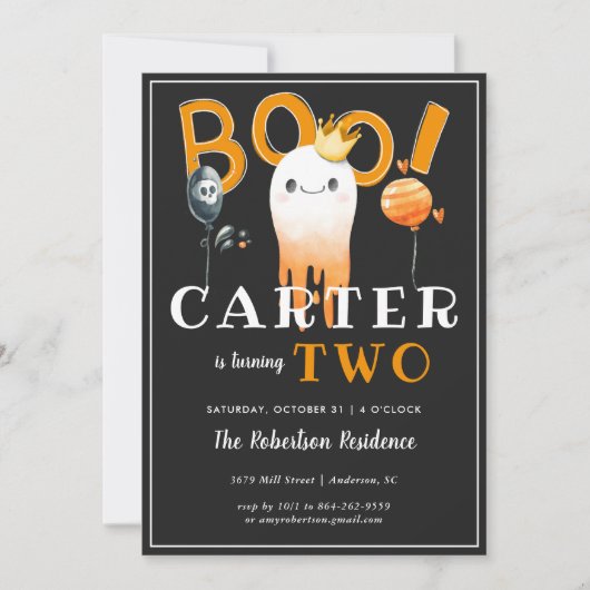 キッズハロウィーン誕生日パーティーの招待 (正面)