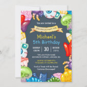 キッズハロウィーン誕生日パーティーカラフルモンスターズ 招待状 (正面)