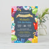 キッズハロウィーン誕生日パーティーカラフルモンスターズ 招待状 (スタンド正面)