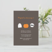 キッズハロウィーン誕生日フォトスカル幽霊パンプキン 招待状 (スタンド正面)