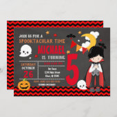 キッズハロウィーン誕生日招待状ヴァンパイアパーティー 招待状 (正面/裏面)