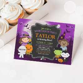 キッズハロウィーン誕生日招待状、衣装 招待状