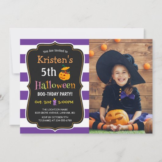 キッズハロウィーン誕生日衣装パーティー写真 招待状 (正面)