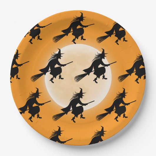 キッズハロウィーン誕生日魔女 ペーパープレート (正面)
