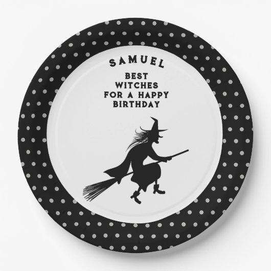キッズハロウィーン誕生日魔女 ペーパープレート (正面)