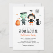 キッズハローウィンパーティかわいい子供たち 招待状 (正面)