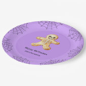 キッズハローウィンパーティジンジャーブレッドスケルトン ペーパープレート (アングル)