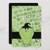 キッズハローウィンパーティ招待状グリーンモンスター 招待状 (正面/裏面)