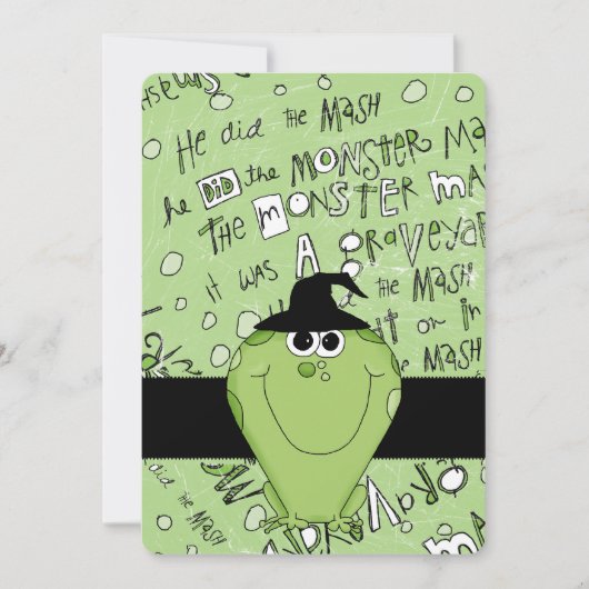 キッズハローウィンパーティ招待状グリーンモンスター 招待状 (正面)