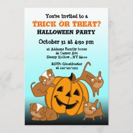 キッズハローウィンパーティ招待状子犬 招待状