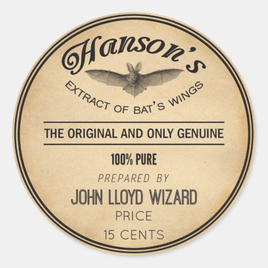 キッズハローウィンパーティ薬局ヴィンテージこうもりウィング ラウンドシール (正面)