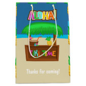 キッズハワイアンルアウ(ハワイ式宴会)パーティーゲストフリット ミディアムペーパーバッグ (正面)