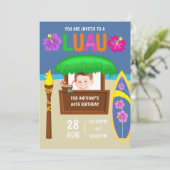 キッズハワイアンルアウ（ハワイ式宴会）パーティー追加フォト招待状 招待状 (スタンド正面)